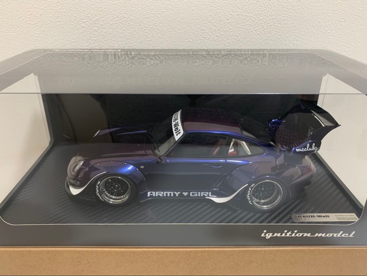 点火模型 1/18 保时捷RWB 993 紫色金属漆 点火模型 IG3739