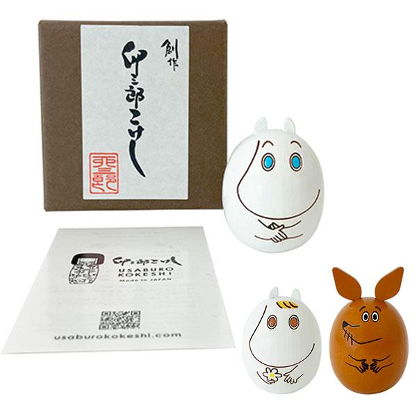 Mini Kokeshi Moomin (Small) - Snufkin's Daughter & Sniff MOOMIN x Ushichiro Ornament, Ushichiro Kokeshi, Made in Japan
