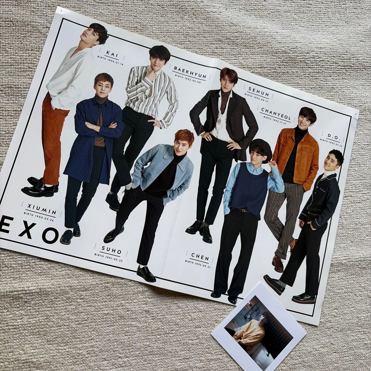 EXO poster featuring Lay, with a photo bonus; immediate purchase preferred; excellent condition; being disposed of before sale