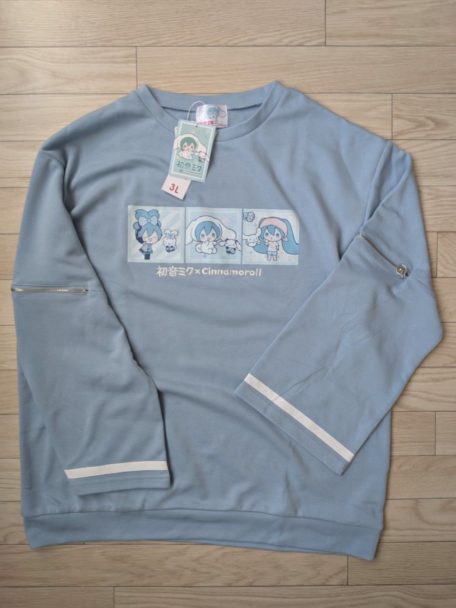 初音未来×玉桂狗联名卫衣 浅蓝色 3L码 未使用