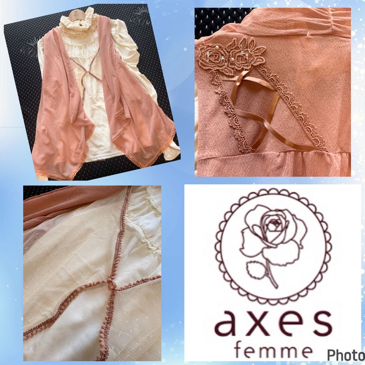 AXES FAM★优质商品★玫瑰刺绣★系带★背心★开衫★萌系★公主萝莉 魔法格兰奇 axes 森系★y2k