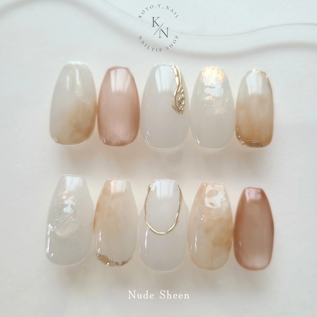 Nude Sheen Nail Tips, Nuance Nails, Bridal, Wedding, Marriage Ceremony, Bride, Pre-Wedding Photoshoot, Coming-of-Age Ceremony, Summer, Simple, Glossy, Soft Haze, Elegant, Furisode, Water-Glow Nails, Late-Summer Nails, Autumn