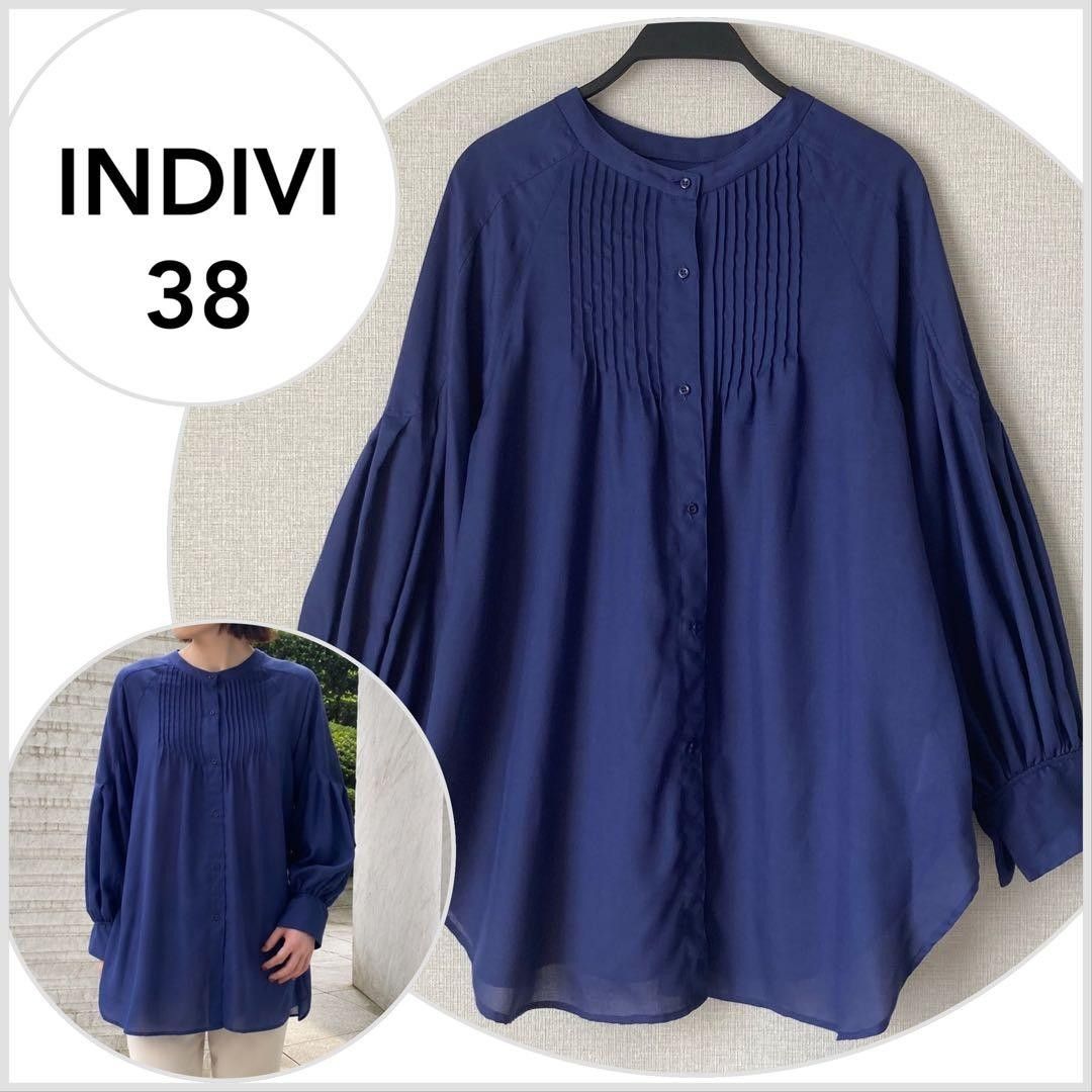 【美品♪】INDIVI ボリュームスリーブ ピンタックブラウス