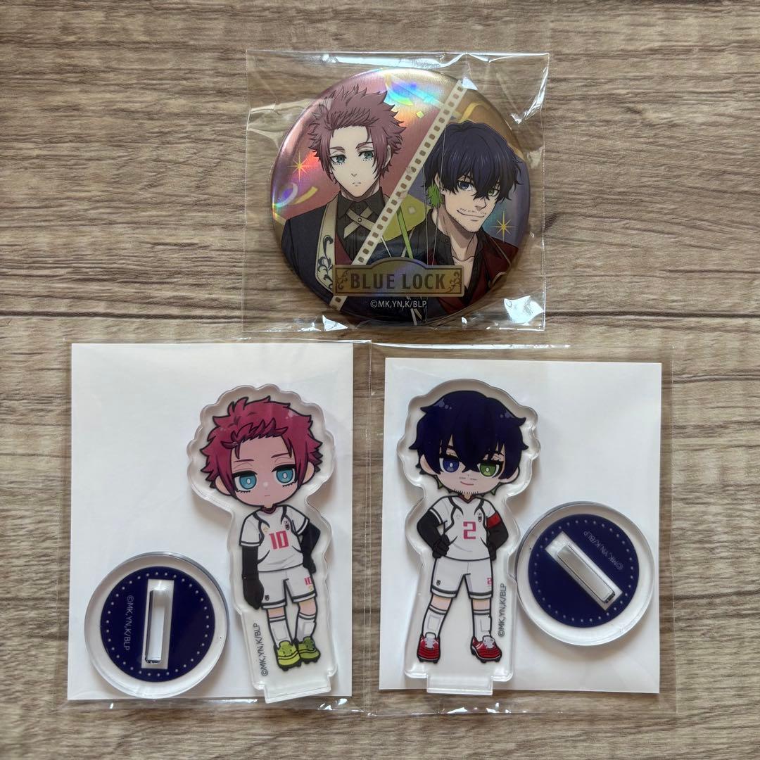 Blue Lock Can Badge & Acrylic Stand Set (Itoshi Sae / Oliver Aiku)