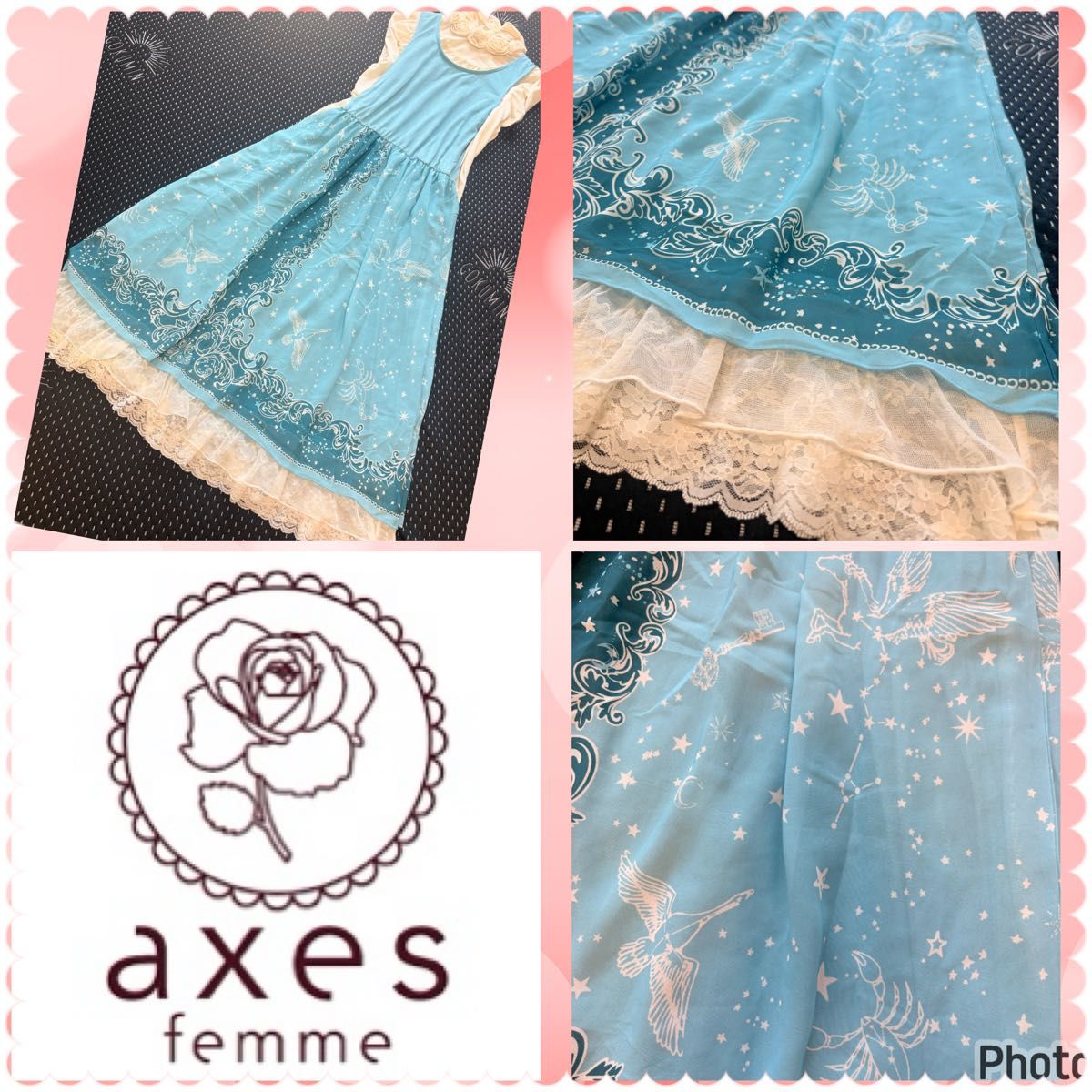 アクシーズファム★星座★異素材ドッキングOP★ロングOP★森ガール★萌え系★y2k axes フェアリーグランジ お嬢様 姫ロリ