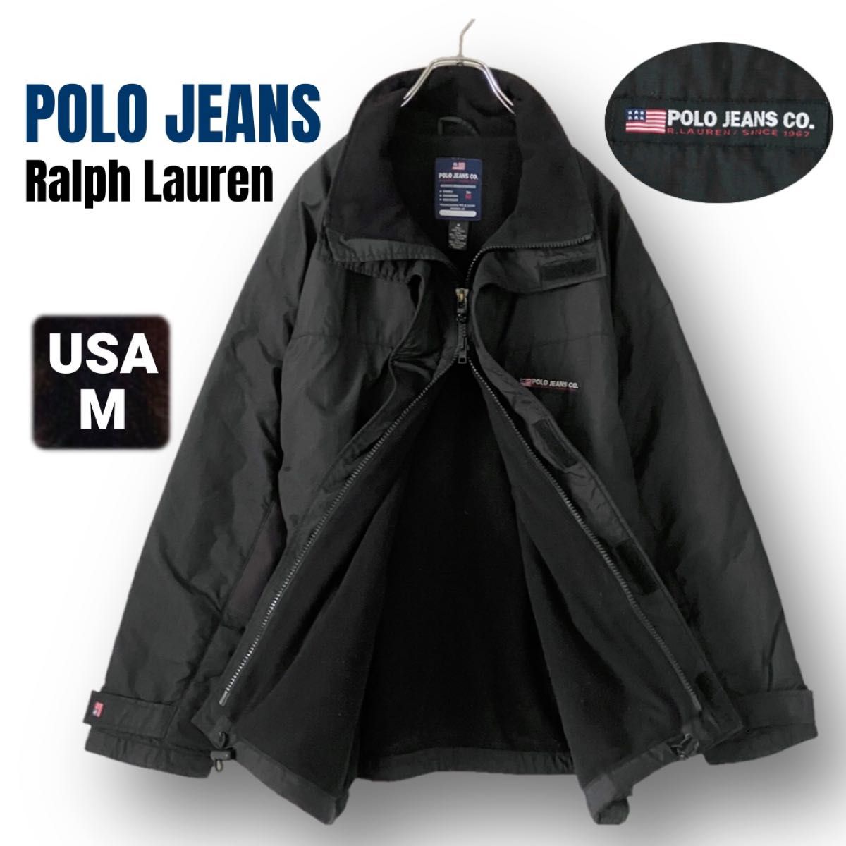 POLO JEANS 波罗牛仔/拉尔夫·劳伦★防撕裂尼龙/绗缝夹克★内里抓绒★黑色★美国男款M码