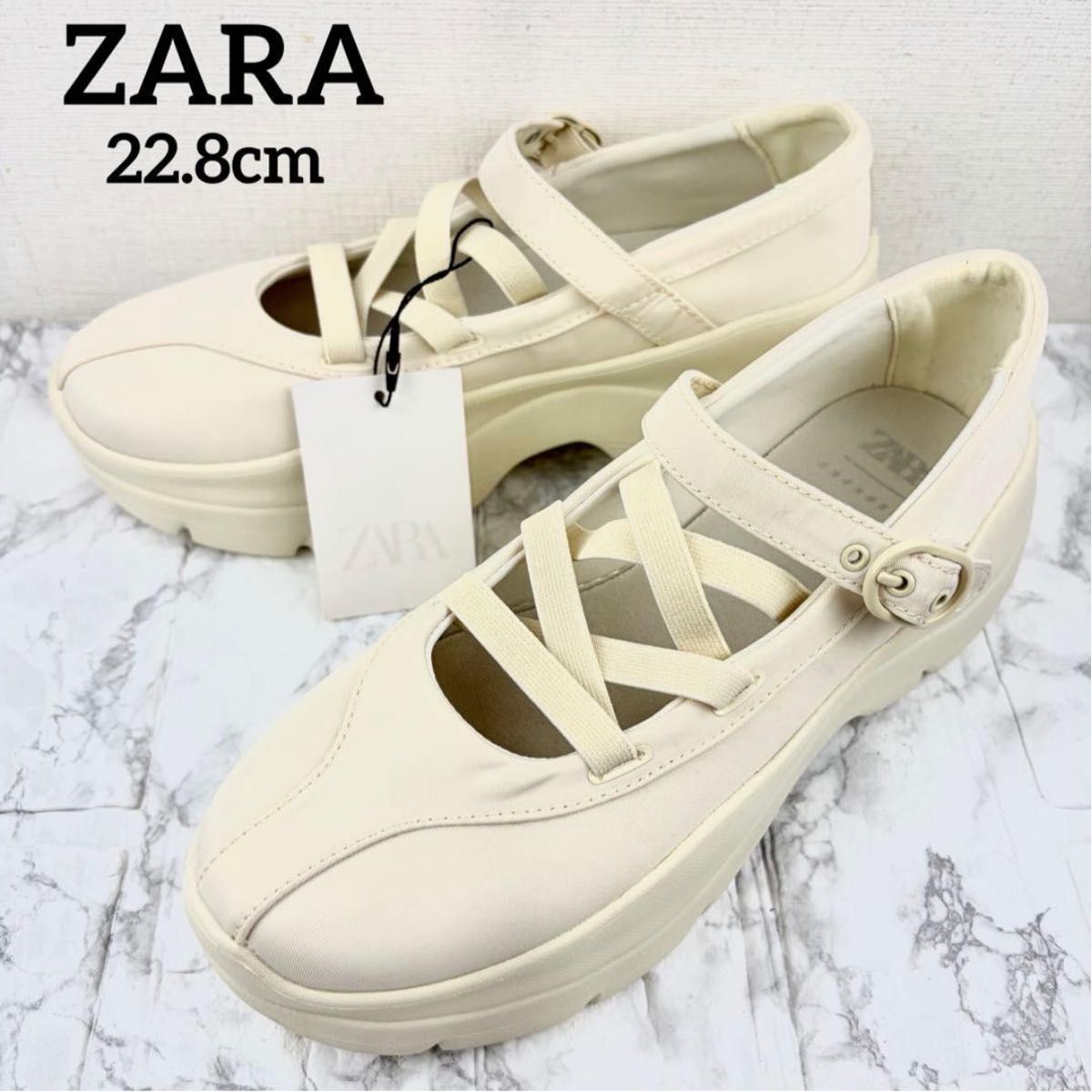 【带标签】ZARA 厚底 芭蕾平底运动鞋 美丽乔恩 35 白色 米白色