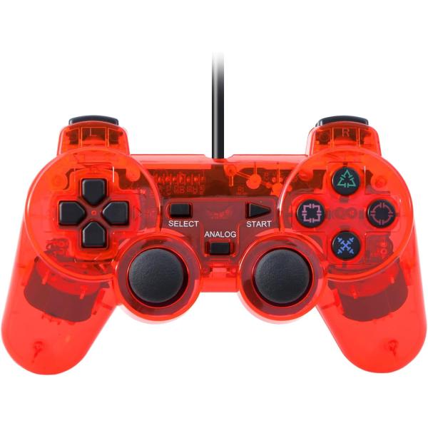 JUREMI PS2手柄 兼容品 有线 全4色 游戏实况主监修 稳定运行 低延迟 振动功能 支持PlayStation 2