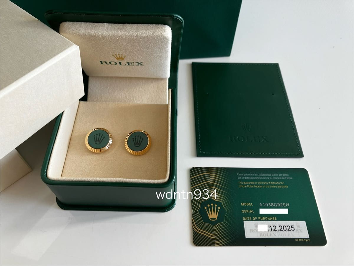 劳力士 全新 波纹袖扣 18K黄金 绿色陶瓷 A1038GREEN