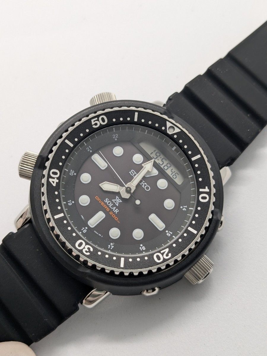 精工 运行中 精工 PROSPEX SS H851-00A0 电波太阳能 数字模拟 男士