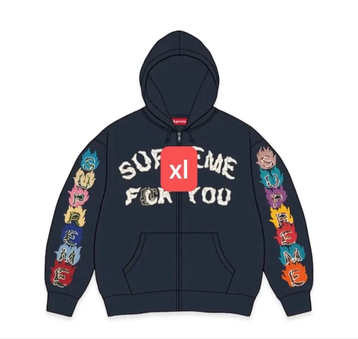 Supreme Fuck You Zip Up Hooded Sweatshirt "Navy