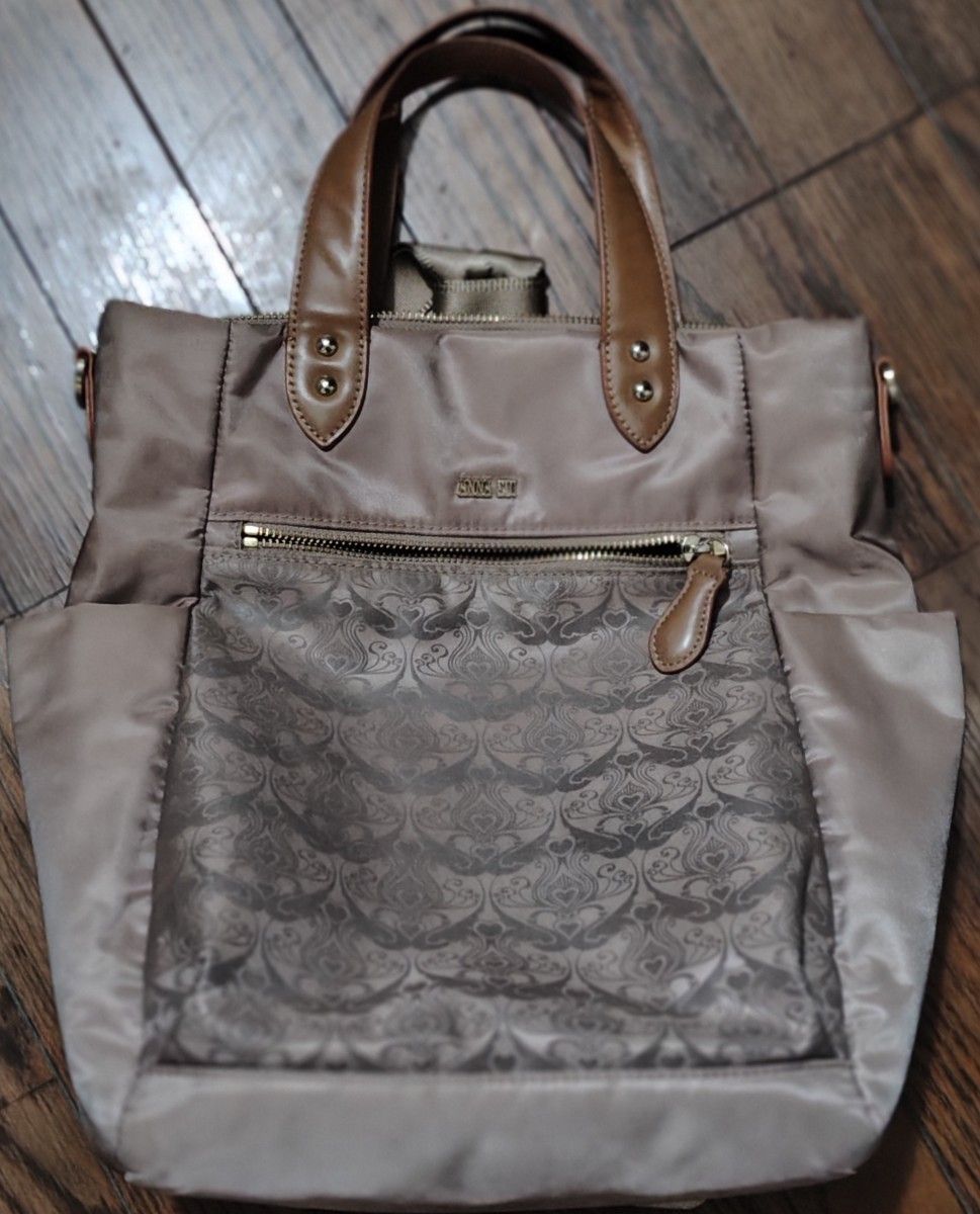 ANNA SUI Anastasia Backpack Tote Bag Shoulder Bag 3way Wall Heart Pattern