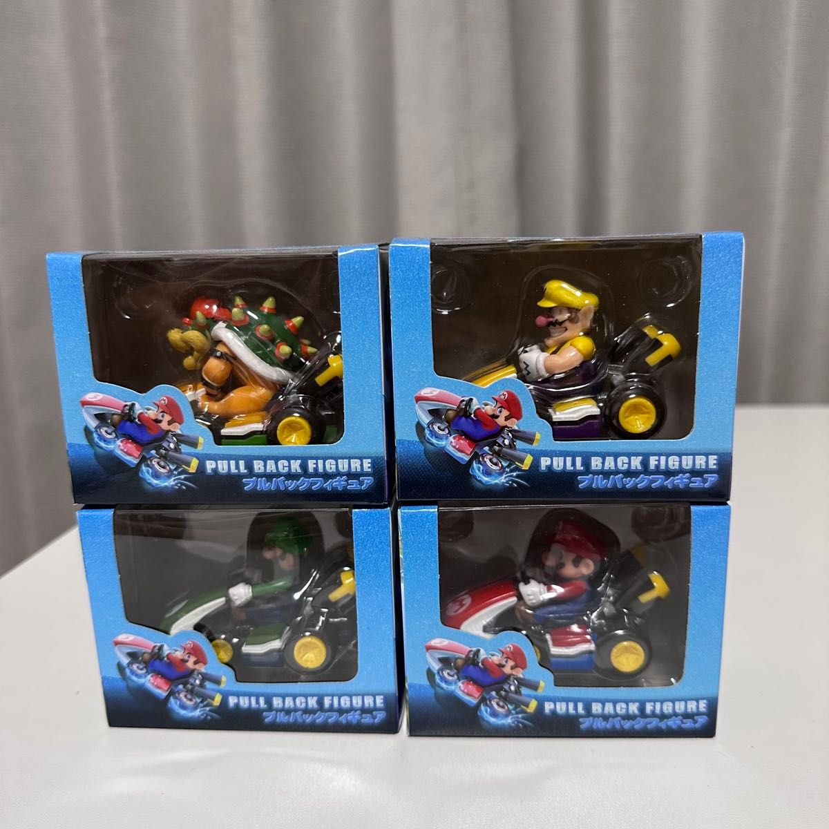 Mario Kart Pull-Back Figures Set of 4 Mario Luigi Bowser Wario