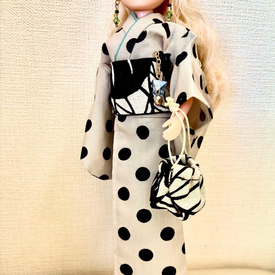 ☆ Blythe Rikka-chan Modern Yukata 4-Piece Set 'Yoiyami Dot' 22cm Doll Castle