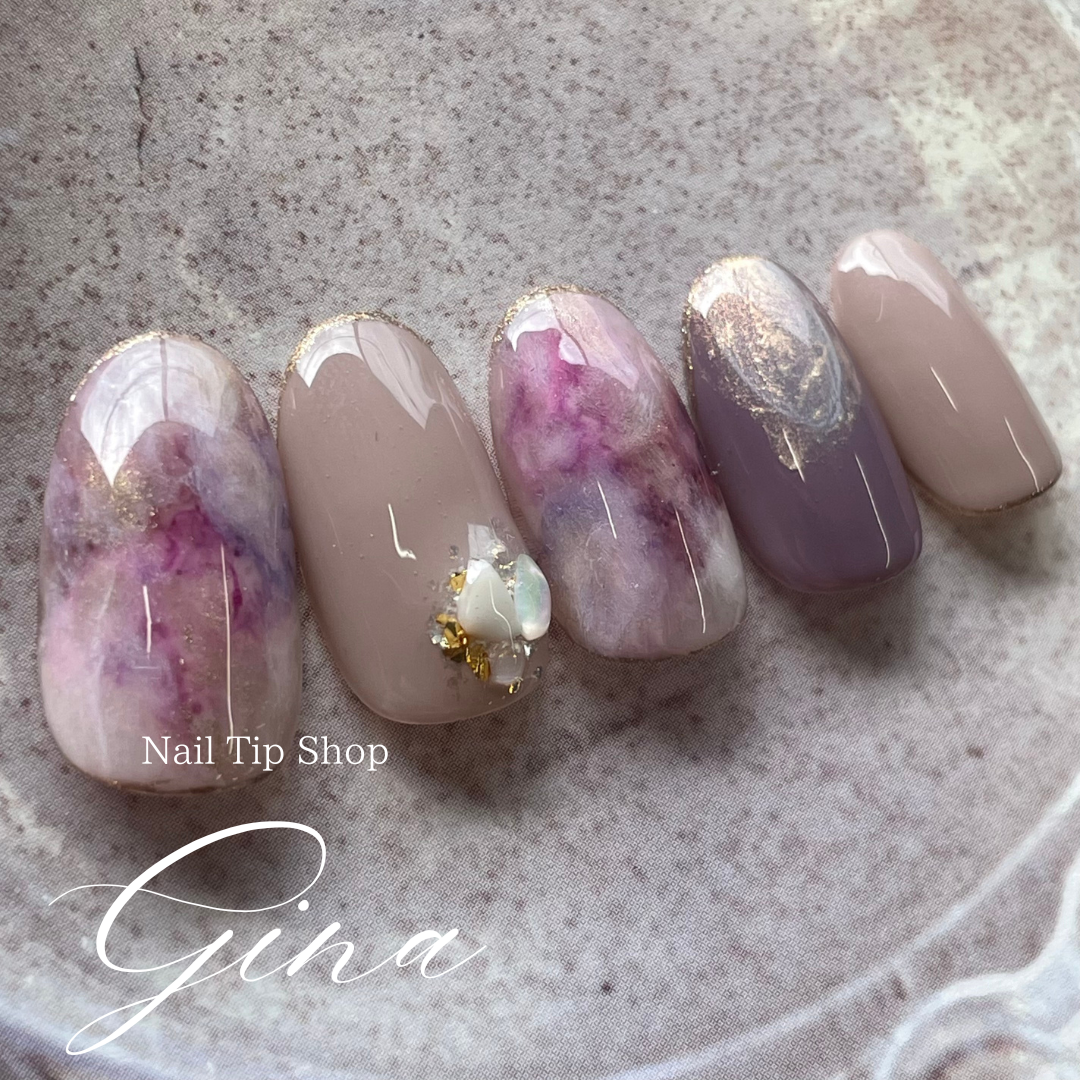 Autumn Nail Tips - Unique, Simple, Wedding, Bridal, Pre-wedding Shoot, Bride Nails, Coming-of-age Ceremony Furisode Nails, Graduation Ceremony