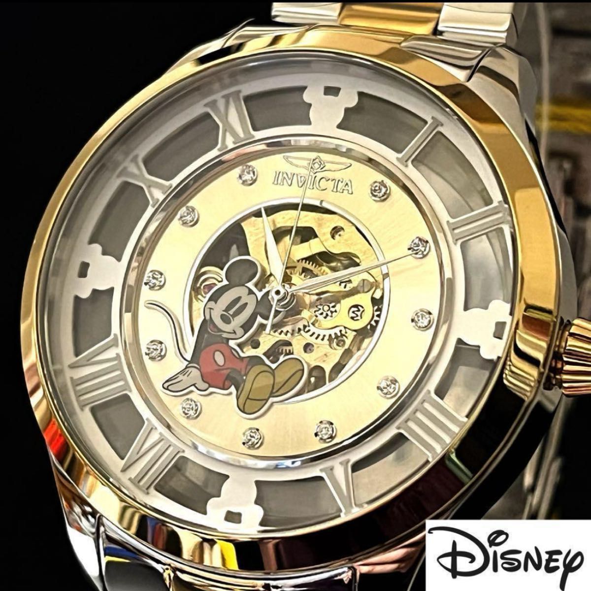 【Disney】INVICTA/迪士尼/米奇老鼠/男士手表/男性用/金色.银色/时尚 自动上链