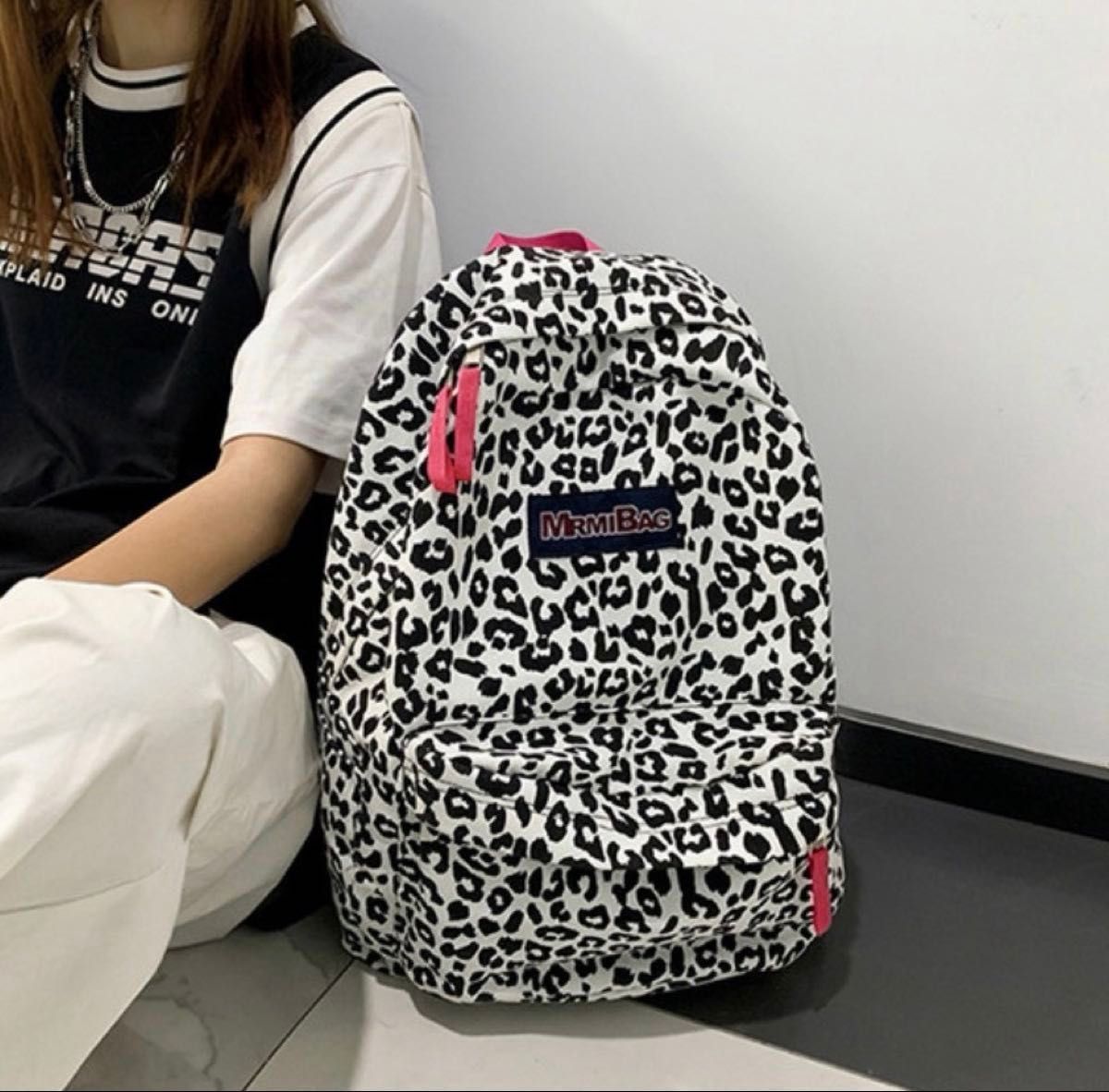 【新品】 MIMI & BAG 豹纹双肩包 背包 豹纹 粉色 Y2K 韩国