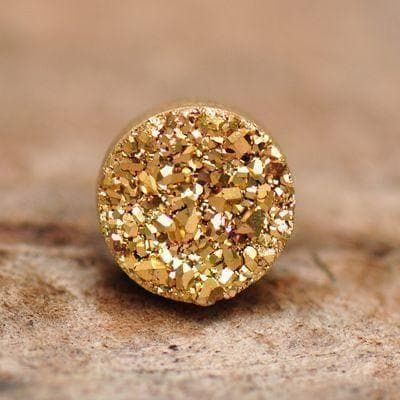 Gold Glitter Earrings 8mm Gold (Set of 2)