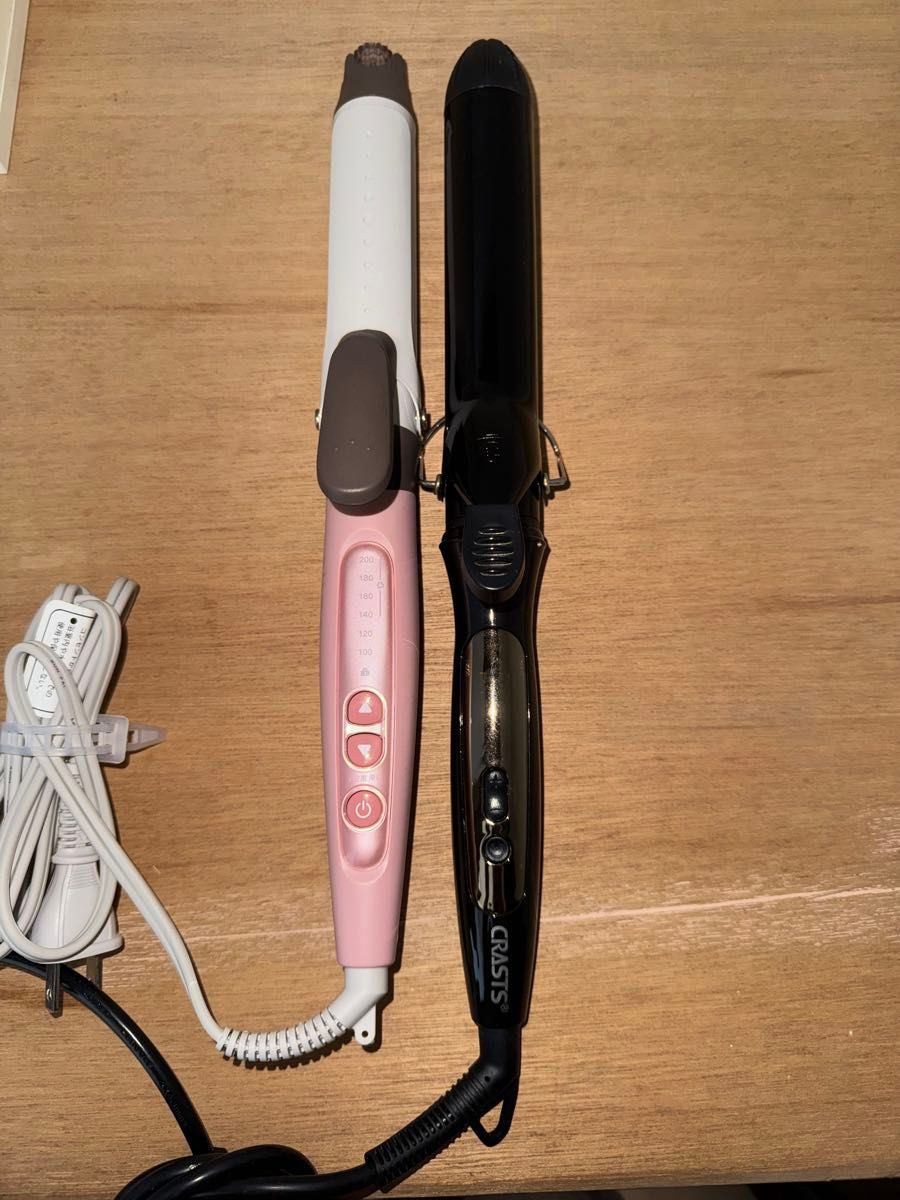 ヘアアイロン 2本セット カールアイロン elims ピンク crastsブラック