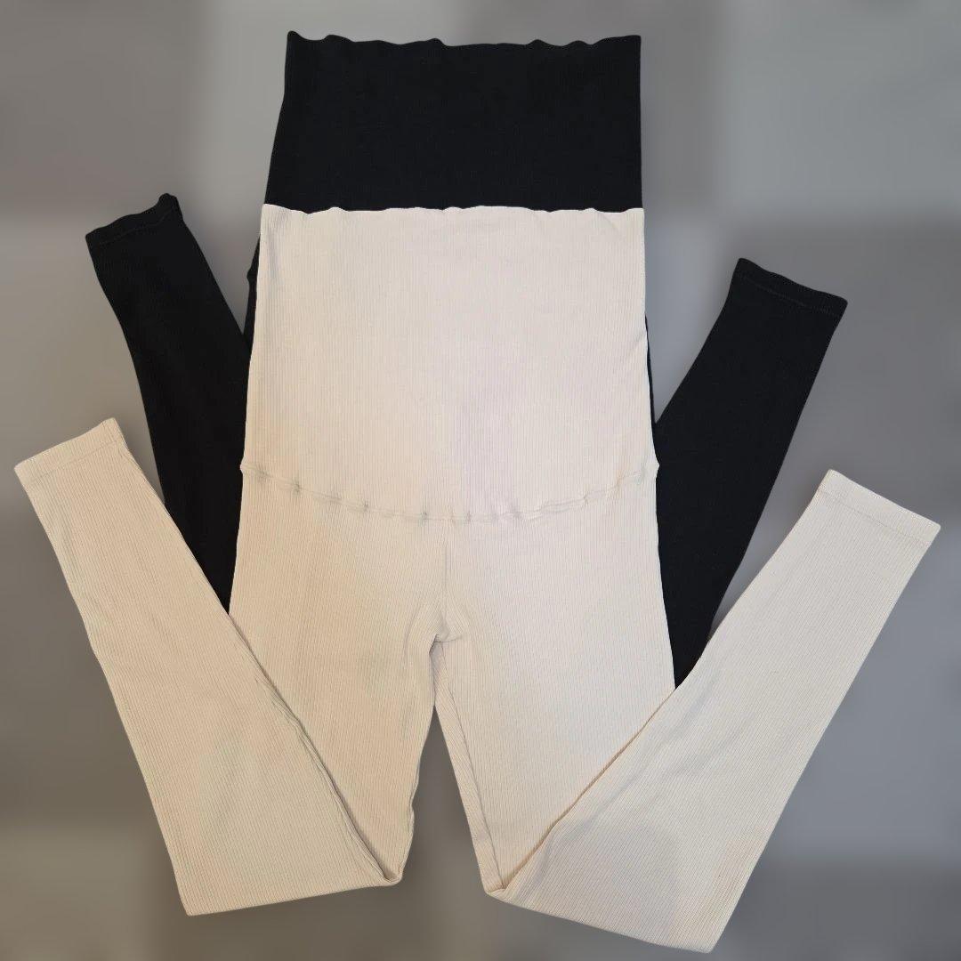 UNIQLO孕妇紧身裤2枚套装黑色米色S