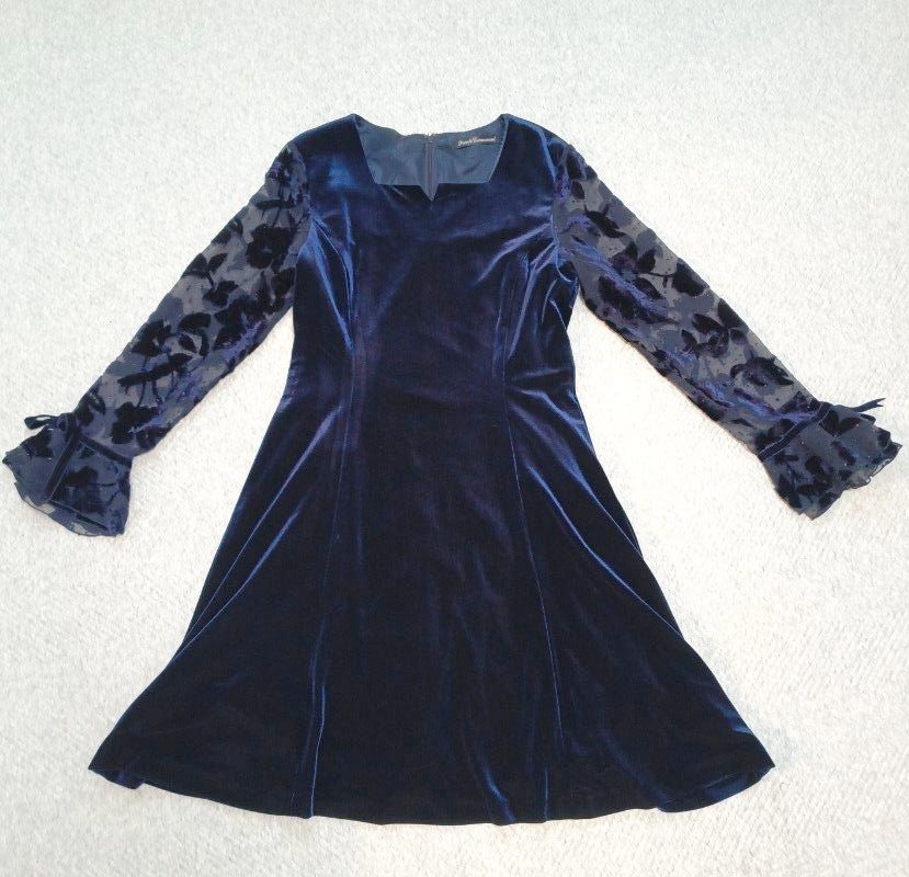 Frente Cormorant天鹅绒连衣裙花纹透明袖子9AR美品