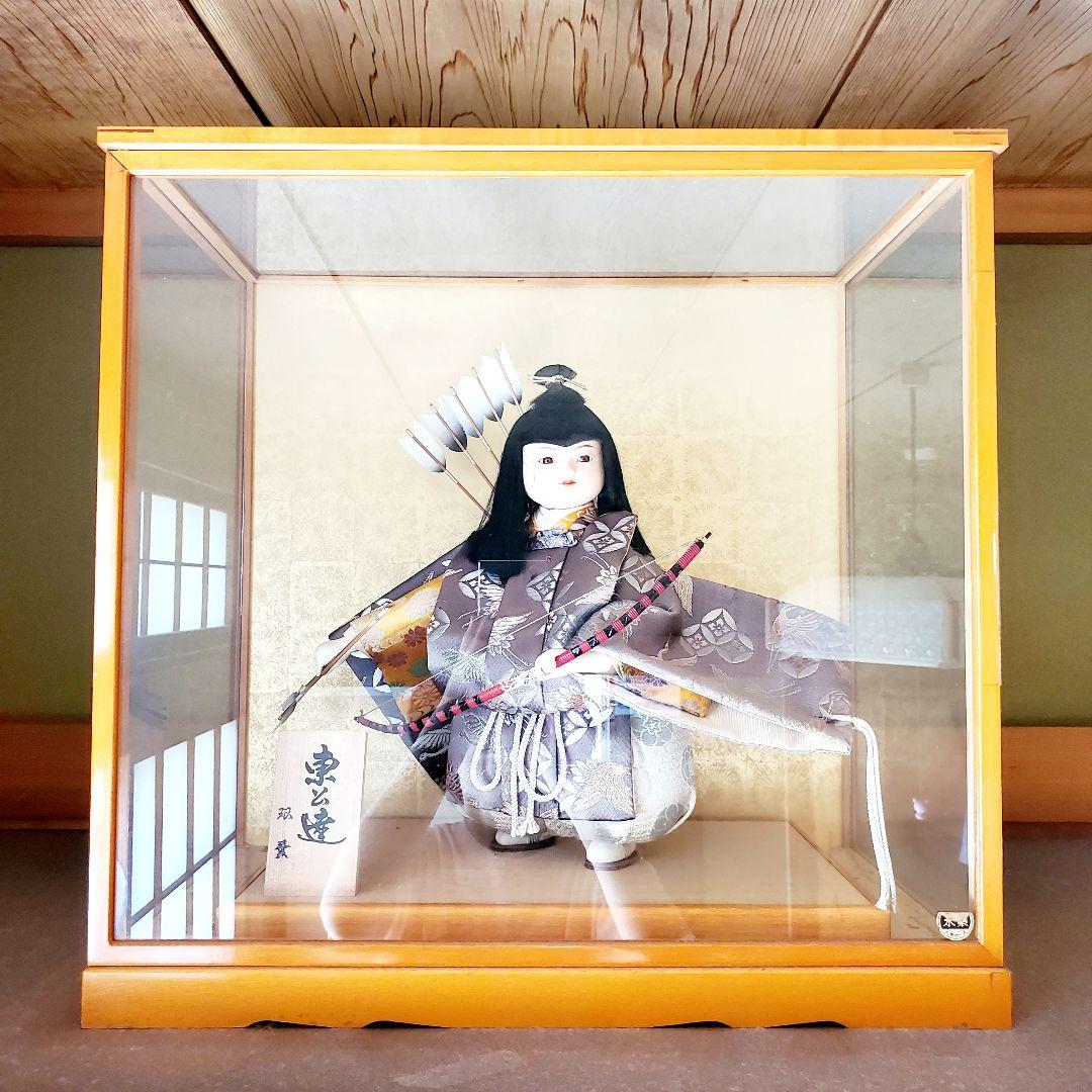 Japanese Doll Bow and Arrow with Wooden Glass Case