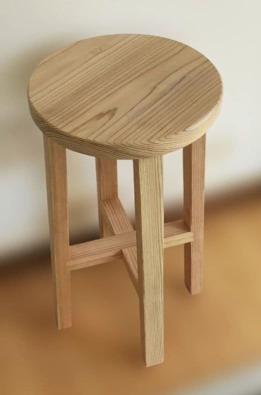 手工制作 圆形椅子 约55厘米 座面30厘米 未上漆