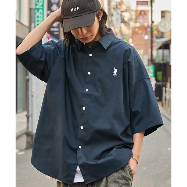 衬衫 短袖 U.S. POLO ASSN. / 美国波罗协会 特别定制 一点式刺绣Logo 宽松版型 常规领短袖衬衫 男女通用