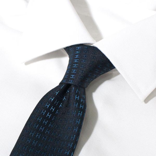 爱马仕 HERMES 领带 H织法领带 7cm 丝绸 双色 黑色 钴蓝色 黑色 Fasone H 丝绸领带 常规领带