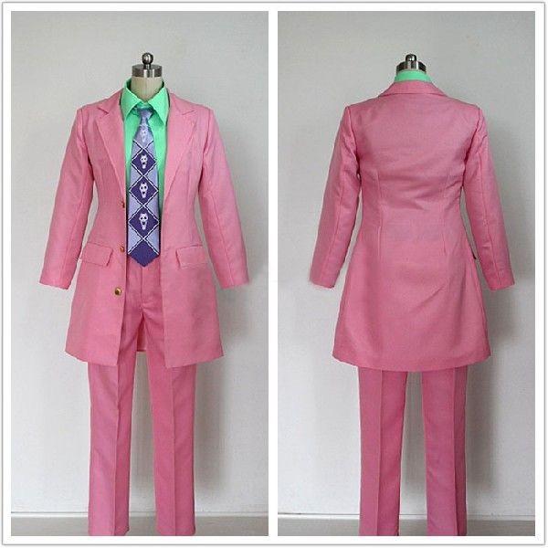 吉良吉影cosplay服装jojo的奇妙冒险cosplay服装吉良吉影cosplay服装粉色版f4031f0