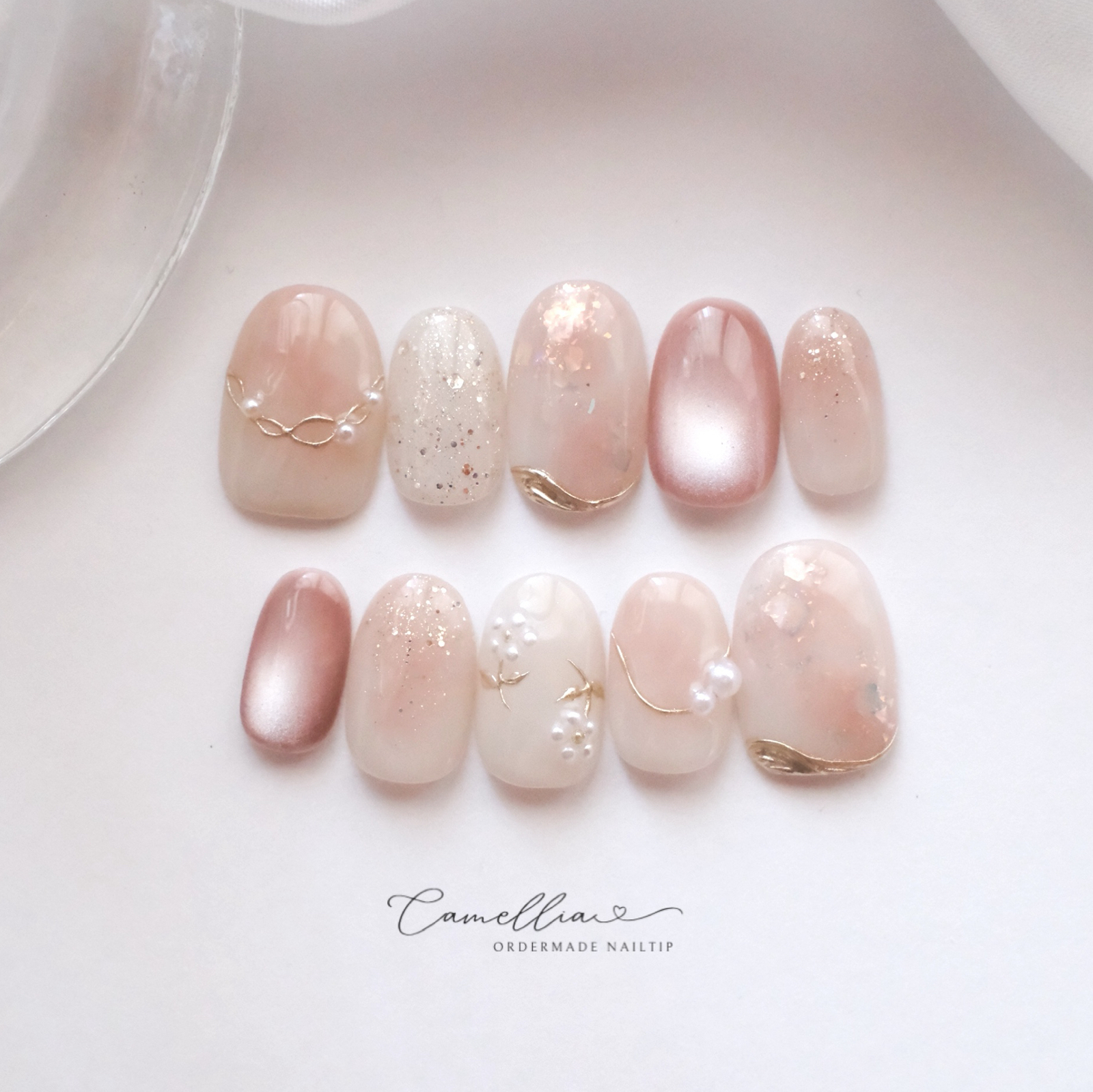 【[Reissue] Soft Pink Nuance Nail Tips - Gentle Pink Tone Magnetic Nails for Summer, Simple & Elegant, Suitable for Wedding & Floral Nail Designs, Glossy Pearl Finish