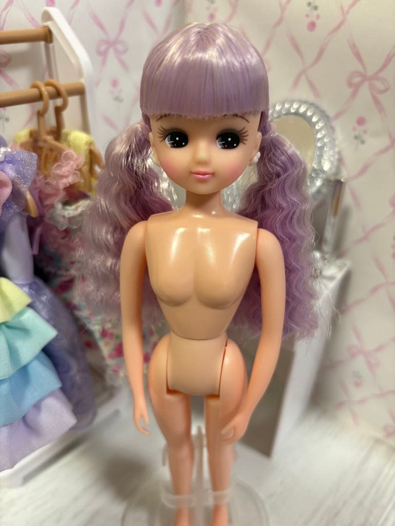 Rika-chan Purple Hair Takara Tomy Dress-Up Doll Made in Japan Takara Tomy Purple Hair