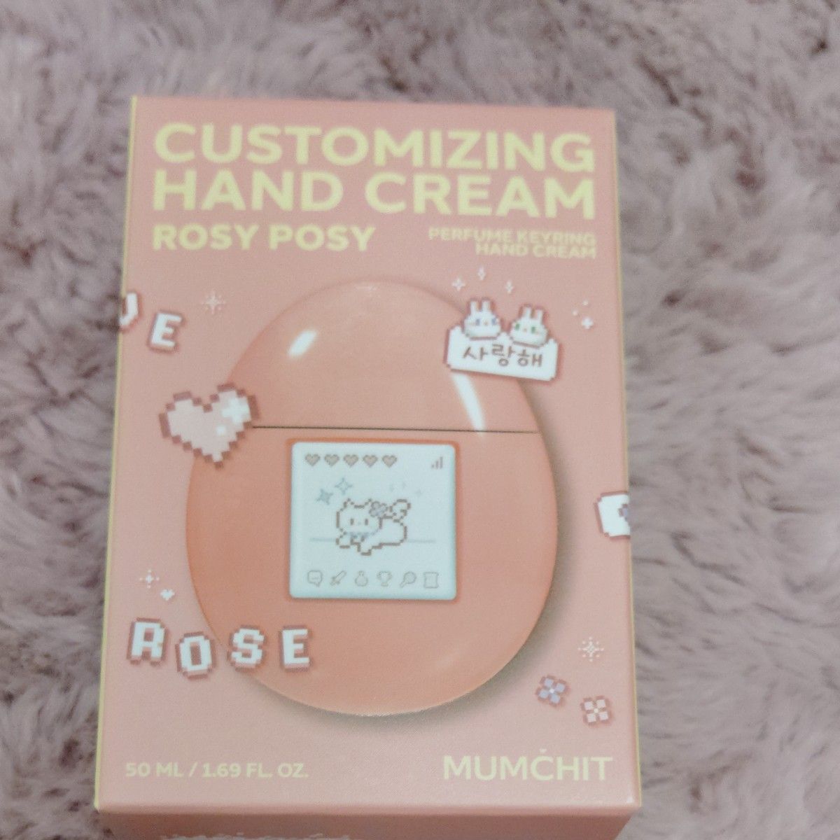 ☆韓国製品☆モムチパフュームキーリング  ハンドクリーム ふわっとときめくローズの香り ☆オリジナルデコシール入り☆　　　新商品