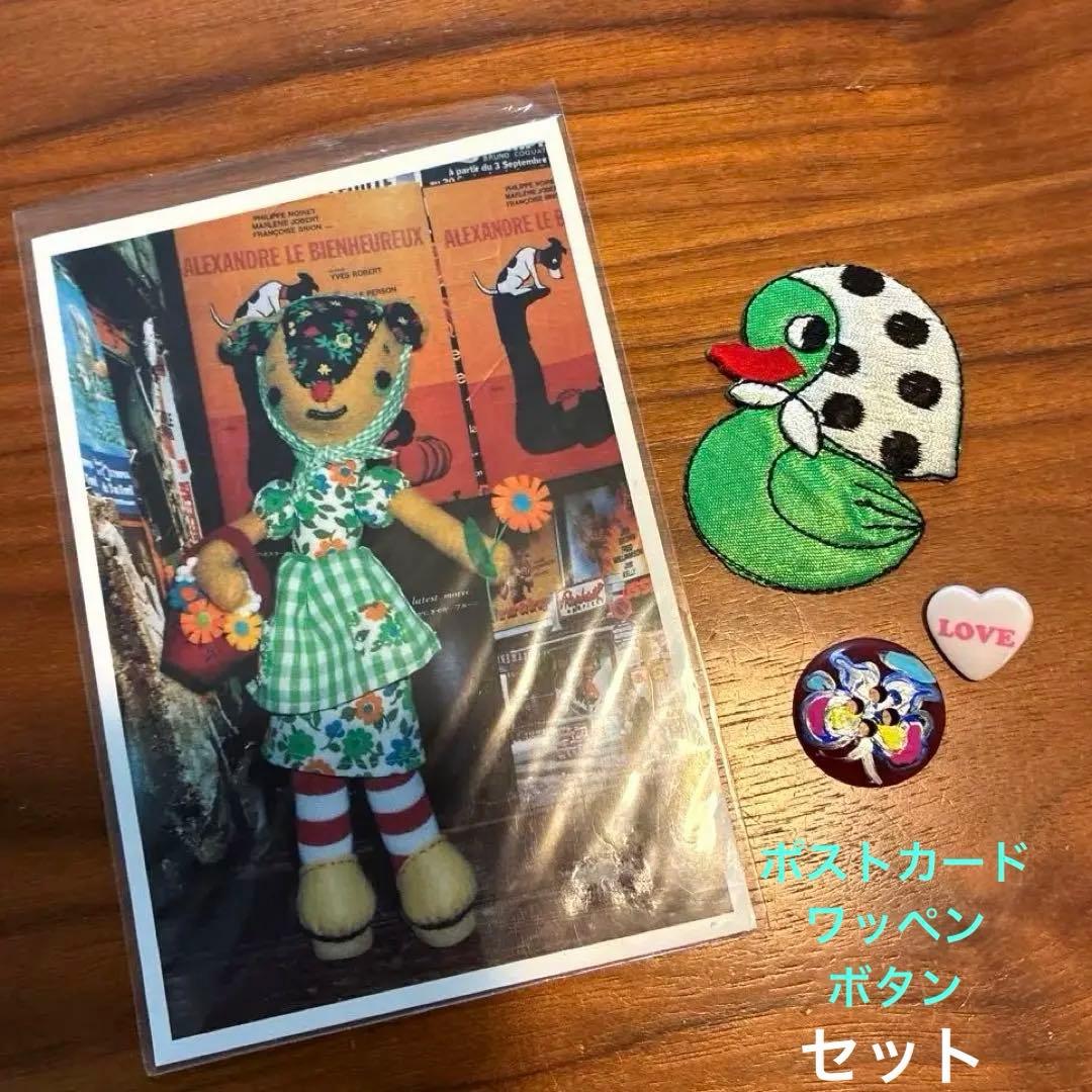 明信片与鸭子徽章套装 卖花少女皮皮 复古卡片