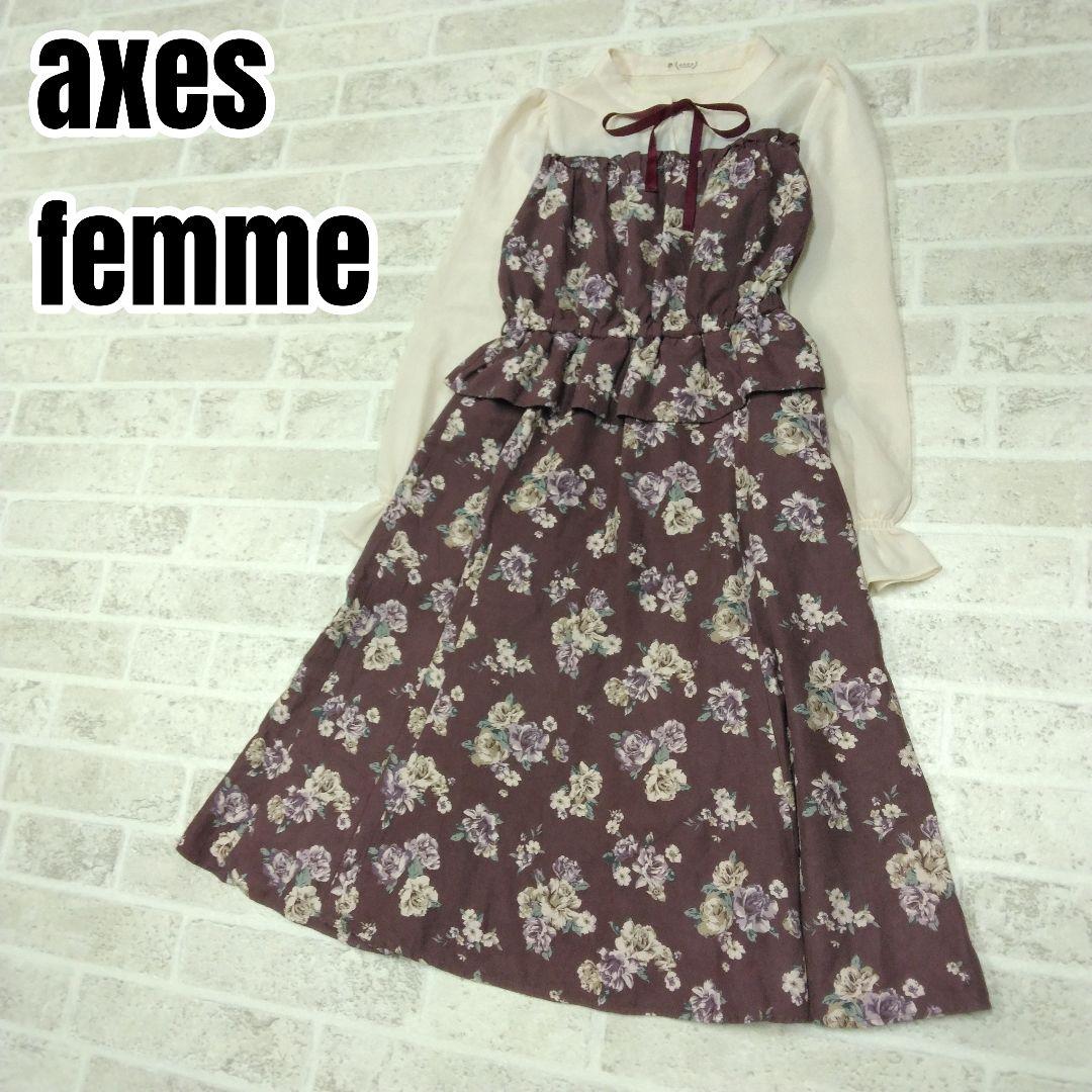 女性用 axes femme(アクシーズファム)花卉图案连衣裙 M码