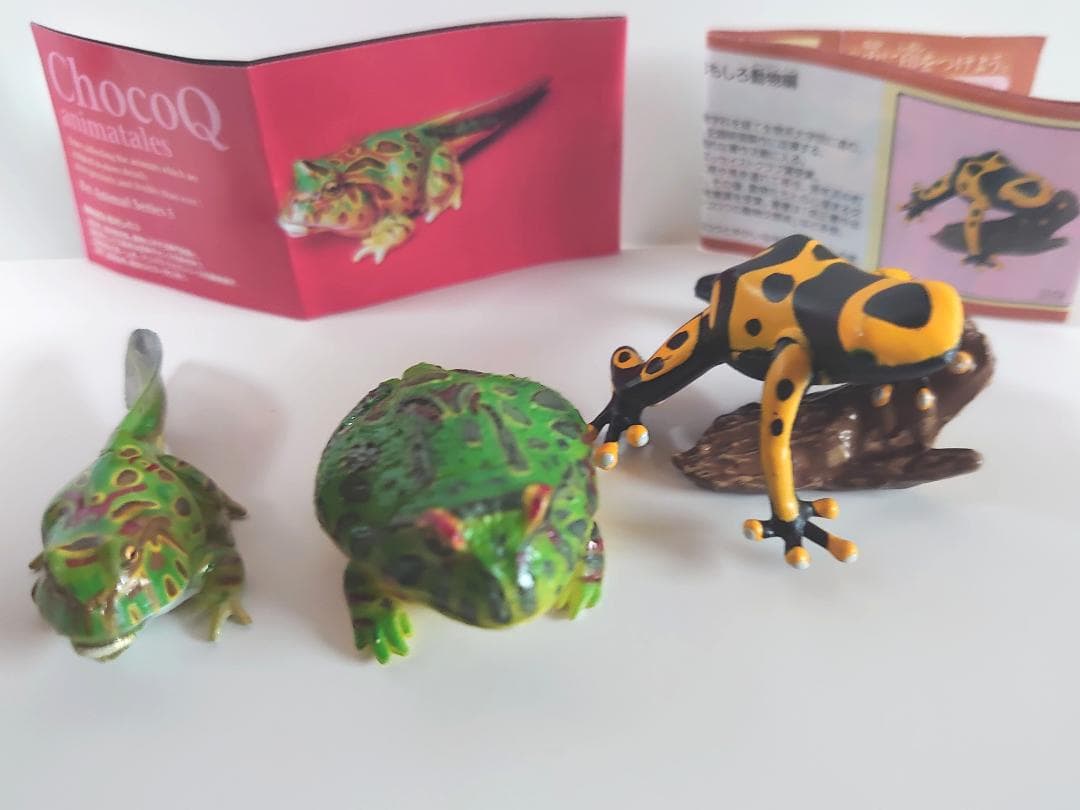 【Unused】Kaiyodo ChocoQ Horned Frog & Pacman Frog & Yellow-Striped Poison Dart Frog