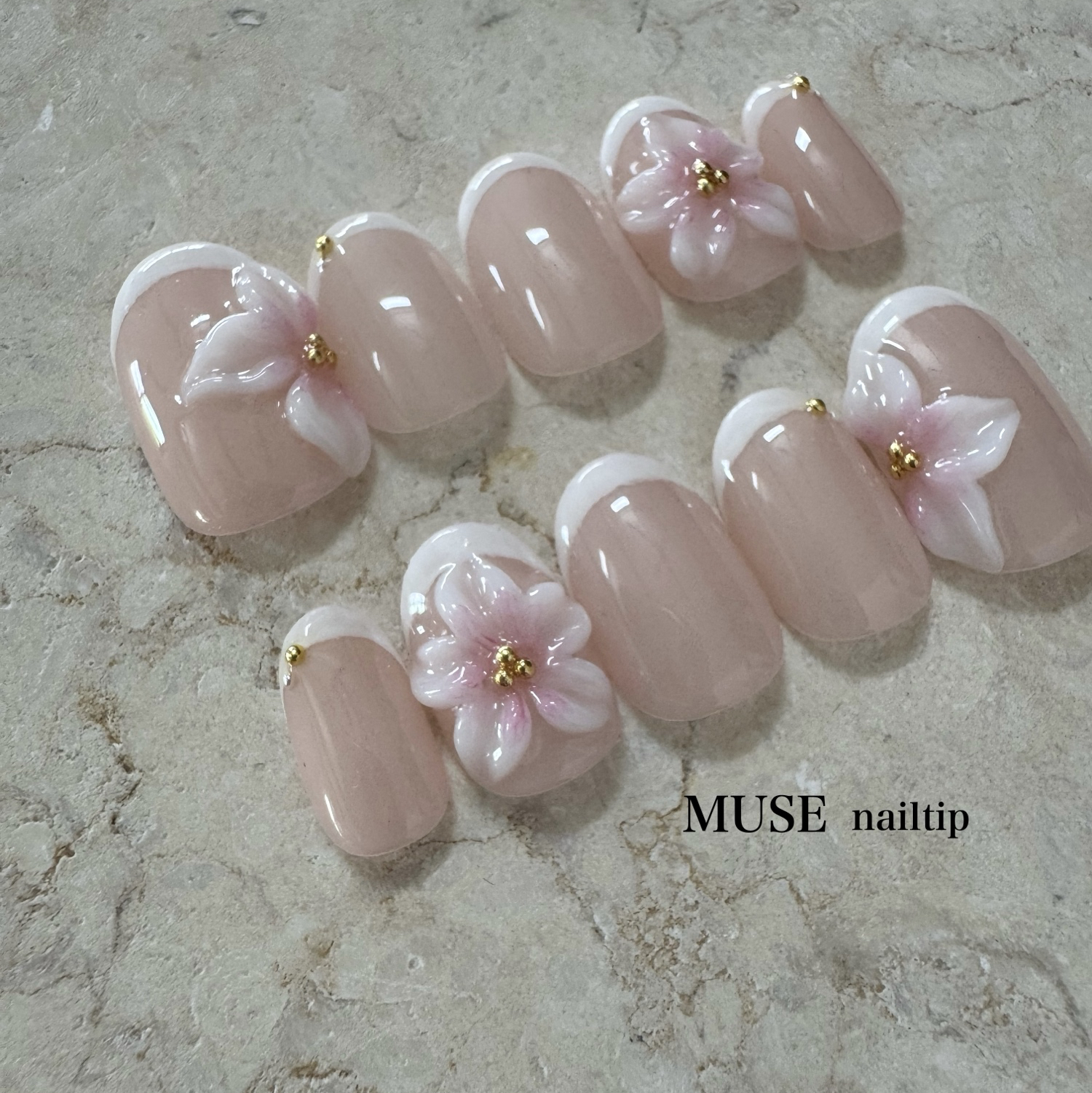 Nail tips NO.114 3D Flower nails, overseas-style nails, coming-of-age ceremony nails, furisode nails, wedding ceremony nails, pre-wedding photo nails