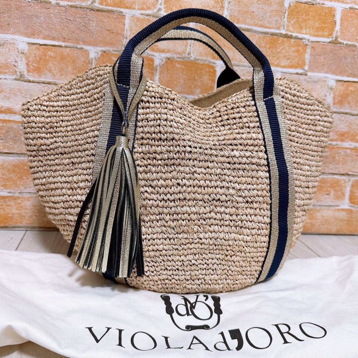 (美品) VIOLAd'ORO(ヴィオラドーロ)トートバッグ かごバッグ