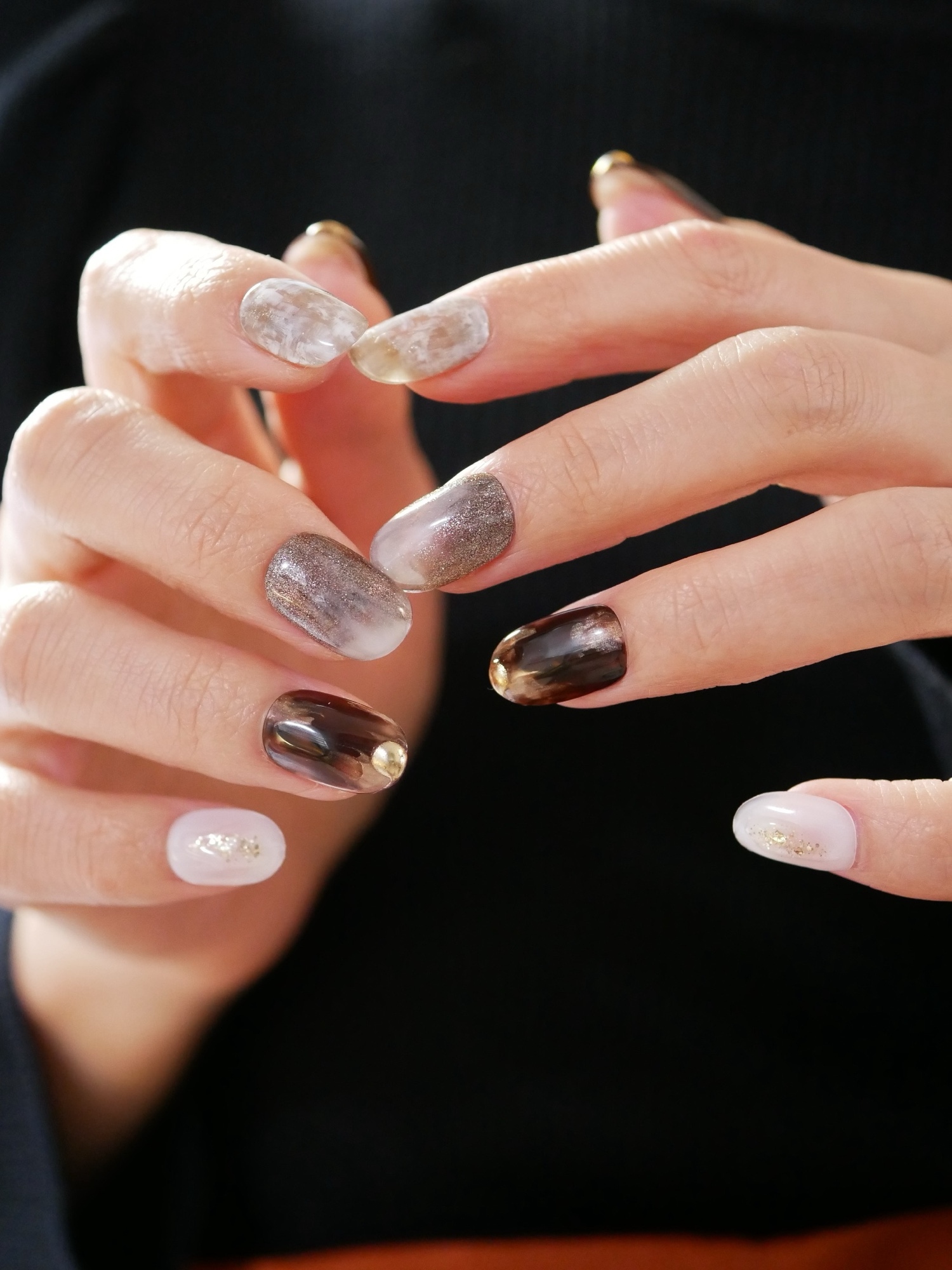 Adult Nail | Translucent Bitter Brown Nuance Nail Tips【 No.32 】▸▸Bitter Cacao