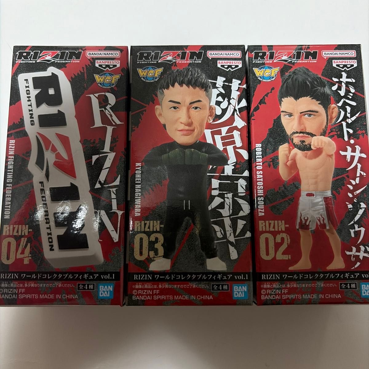 RIZIN 世界收藏级手办 Vol.1 三件套 萩原京平 何尔贝托·萨图西·索扎 RIZIN标志