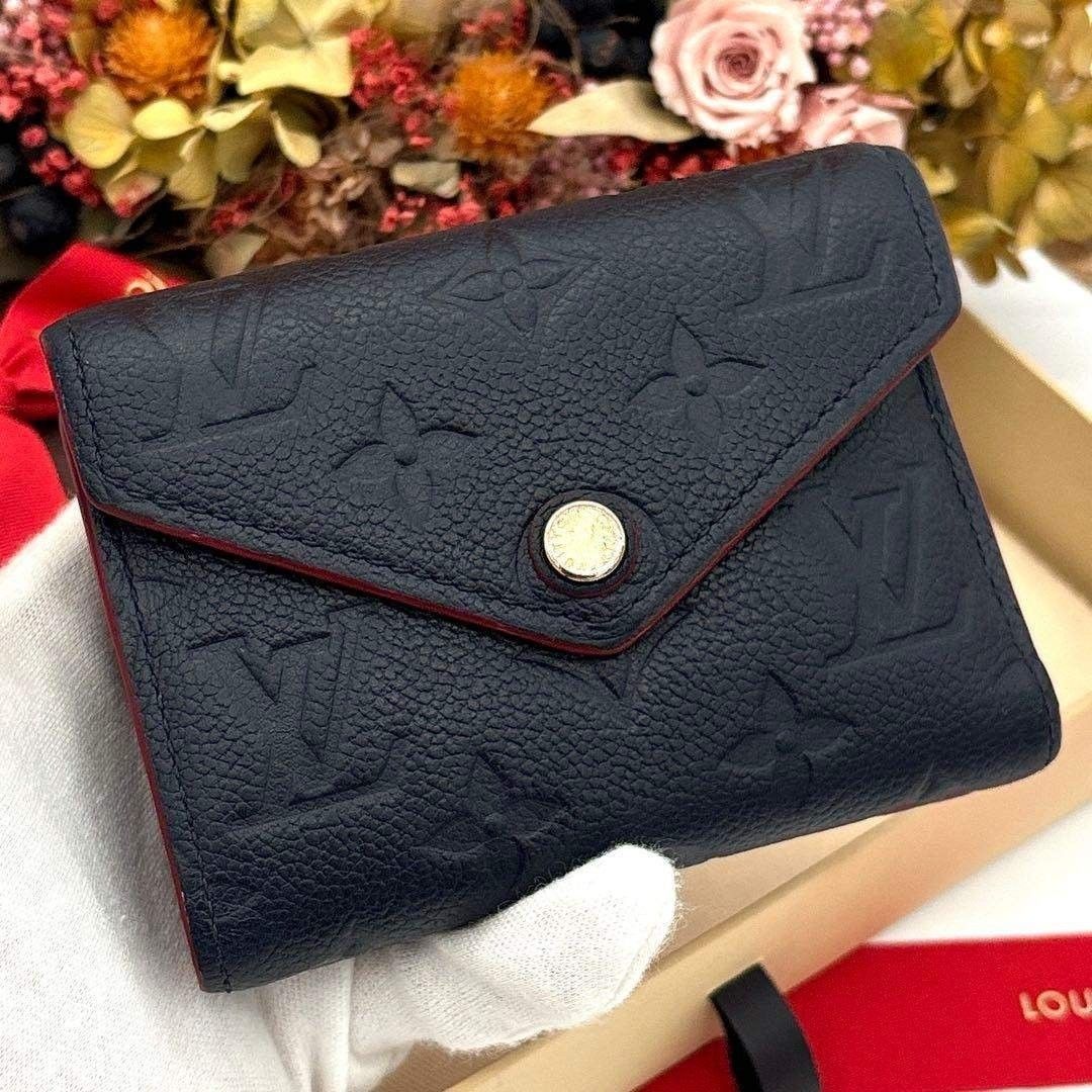 ルイヴィトン アンプラント ヴィクトリーヌ マリーヌルージュ ネイビー 二つ折り 財布 LOUIS VUITTON コンパクト