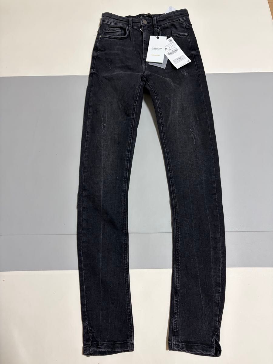 全新带吊牌ZARA 牛仔紧身裤 黑色 36码