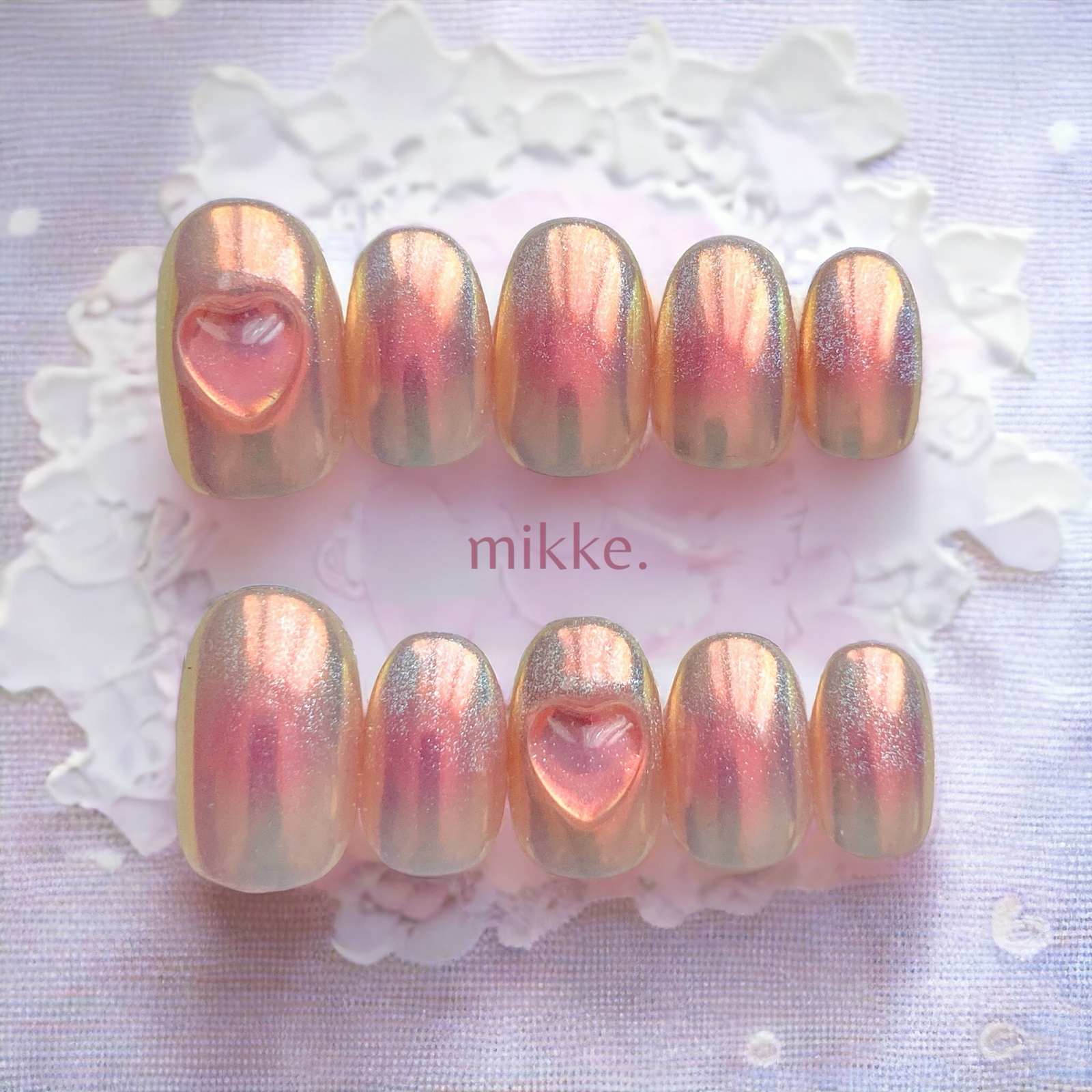 [ Color Change Free ] Nail Tips [ mikke. ] / Magnetic Sparkly Heart Korea
