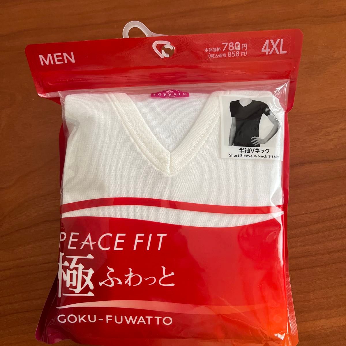Topvalu PEACE FIT 极致柔软 短袖V领 男士 白色 4XL