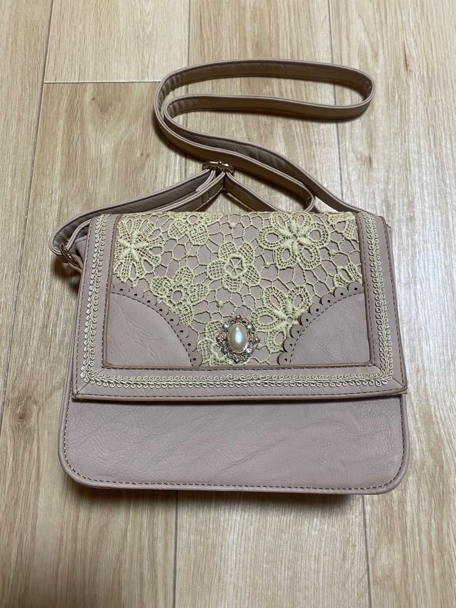 women's shoulder bag, unused, lace, pearl‑accented, crossbody style