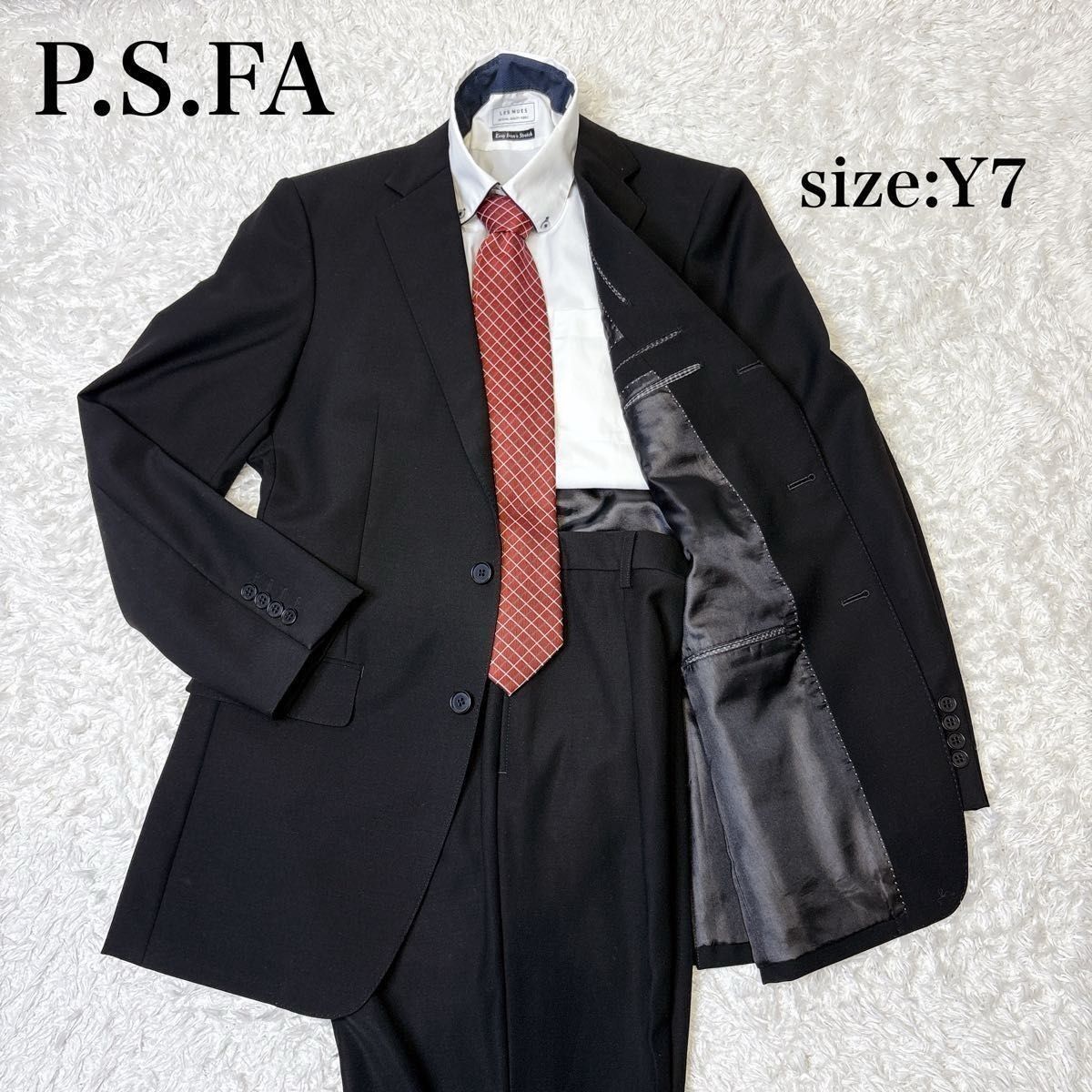 P.S.FA パーフェクトスーツファクトリー メンズスーツ セットアップ ブラックフォーマル 礼服 喪服 Y7 180cm前後