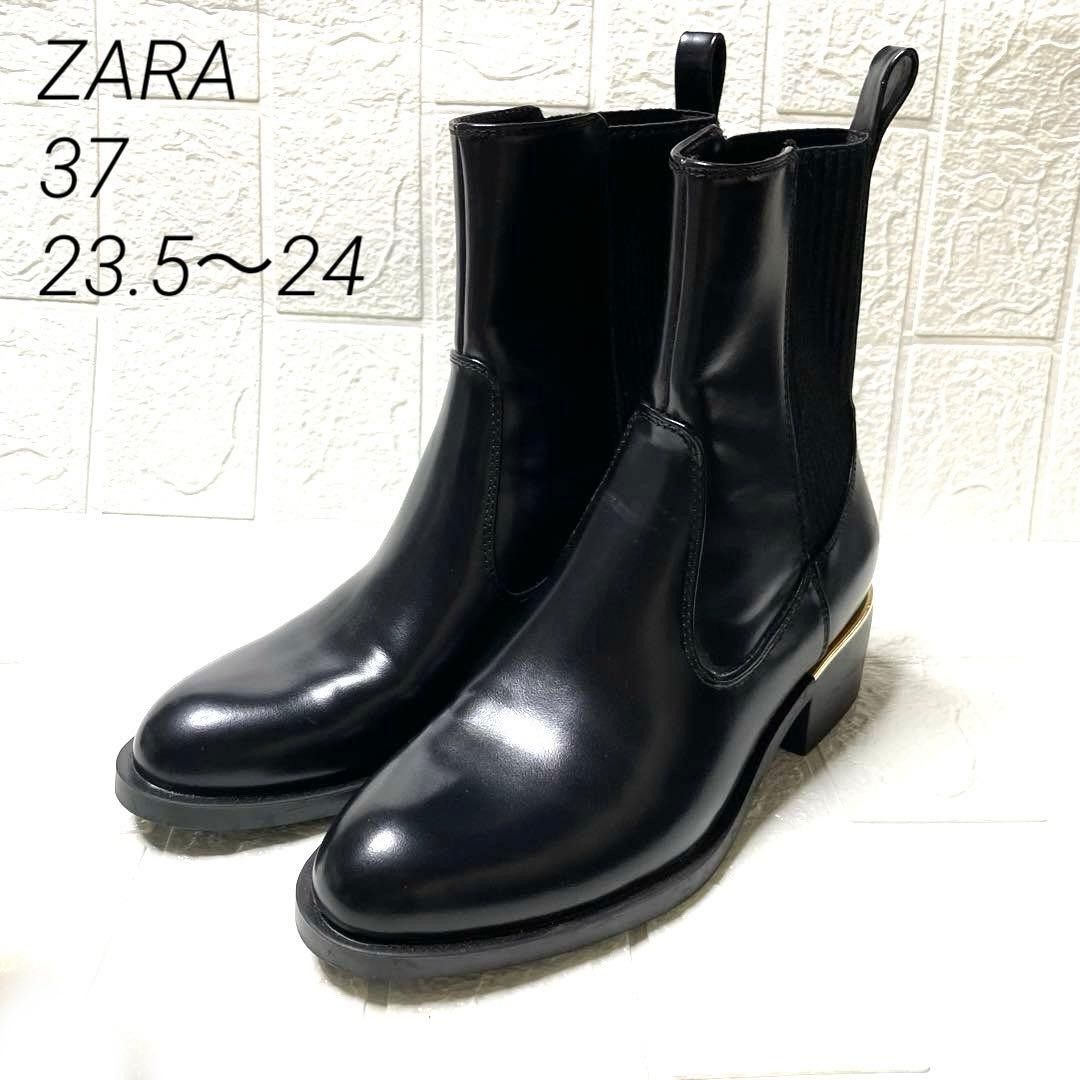 ZARA 金属装饰侧拉链短靴 黑色 37码