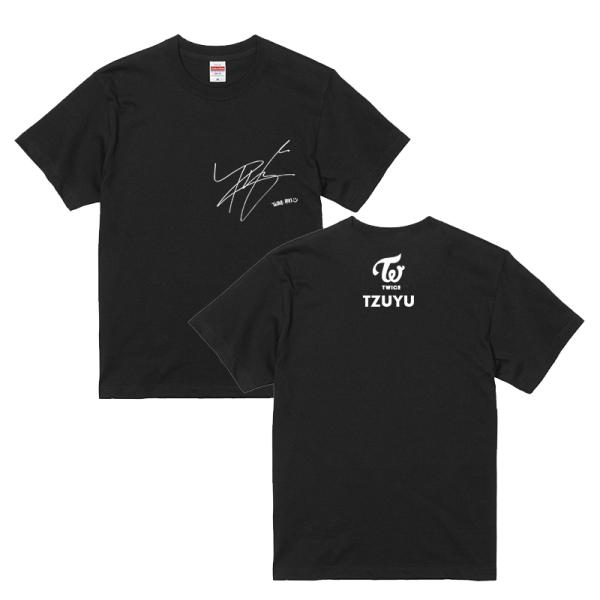 ツゥイ トゥワイス TWICE サイン入り ロゴ入り ブラック 黒Tシャツ T-シャツ ts0217-6