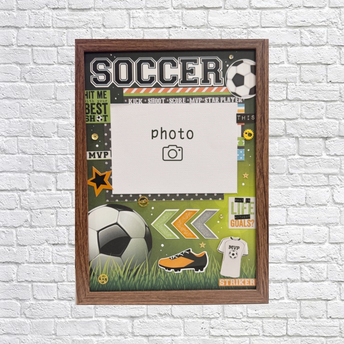 【带B5框架】足球毕业/退部纪念品⚽回忆装饰剪贴簿风格相框55