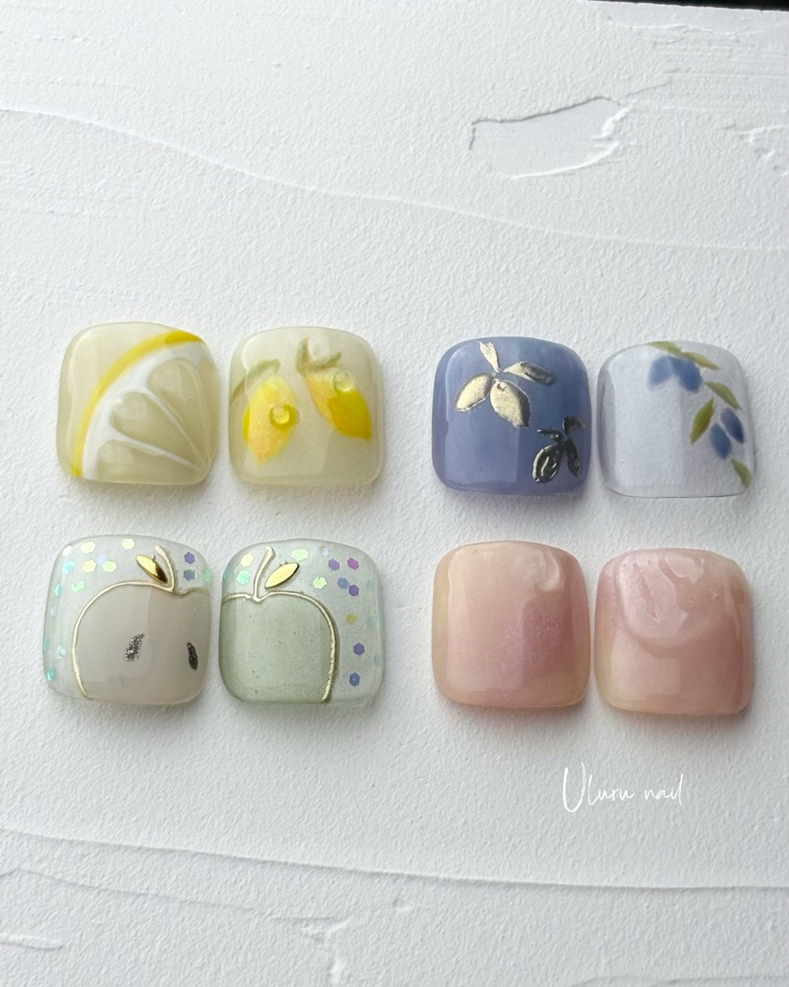 2026 fruits selection🍏🍑🍋. ..[052]/Foot nail tips, blue apple, peach nails, lemon, blue, green, yellow, pink